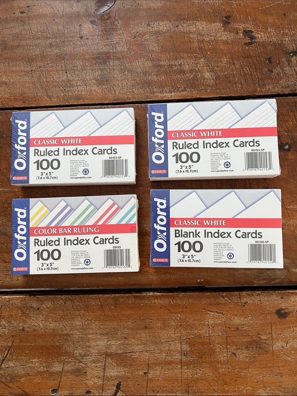 Oxford Classic White & Color Bar Ruling 3x5 Index Cards (4 packs of 100)